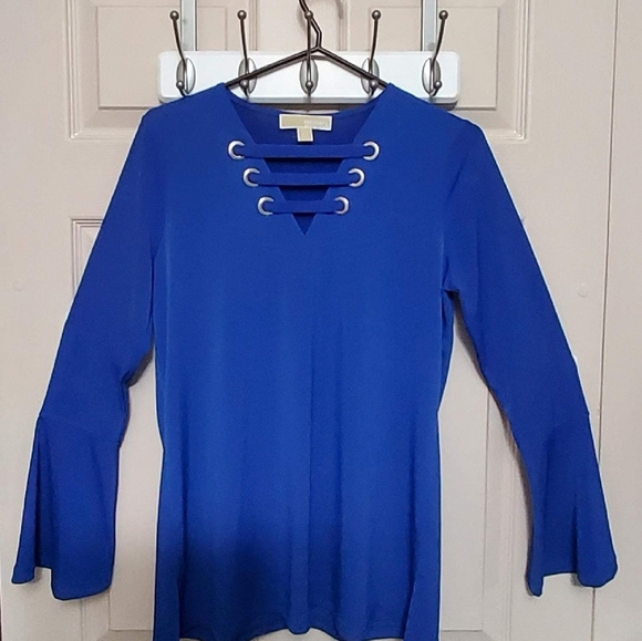 Michael Kors Royal Blue Bell Sleeve Top - Picture 2 of 7